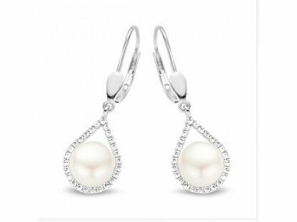 OORBEL AFHANGER ZIRCONIA - 18kt Witgoud | COLLECTION VANSCHOENWINKEL