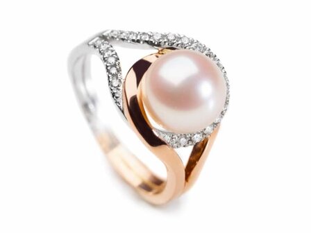 Ring parel-briljant - 18kt Bicolor | Exel Collection