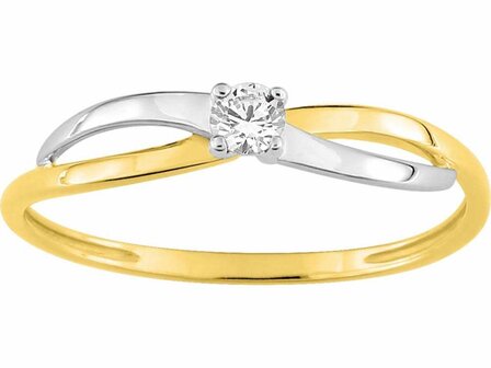 RING ZIRCONIA - 9kt Bicolor goud | COLLECTION VANSCHOENWINKEL