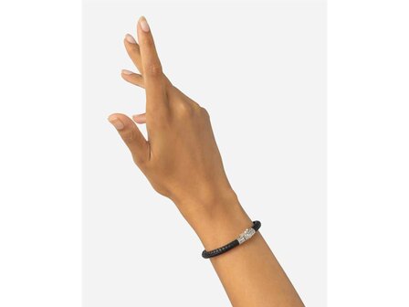 ARMBAND - ZILVER + LEER/STOF BTB | BUDDHA TO BUDDHA