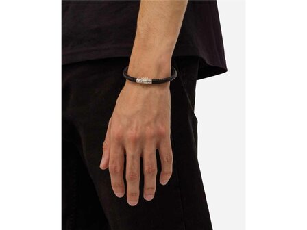 ARMBAND - ZILVER + LEER/STOF BTB | BUDDHA TO BUDDHA