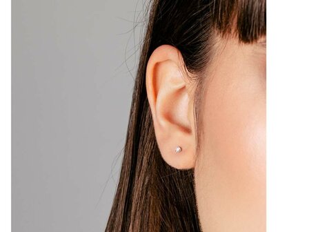 Oorbel solitaire briljant - 18kt Witgoud | COLLECTION VANSCHOENWINKEL