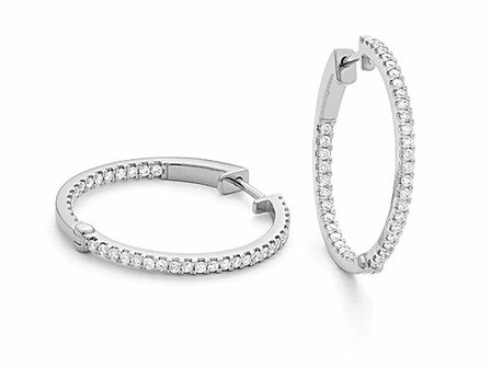 Oorbel Creolen Briljant - 18kt Witgoud | COLLECTION VANSCHOENWINKEL