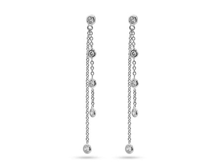 OORBEL AFHANGER ZIRCONIA - 18kt Witgoud | COLLECTION VANSCHOENWINKEL