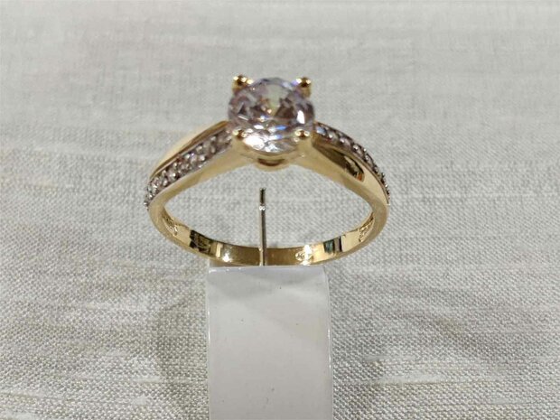 RING ZIRCONIA - 18kt Geelgoud | COLLECTION VANSCHOENWINKEL