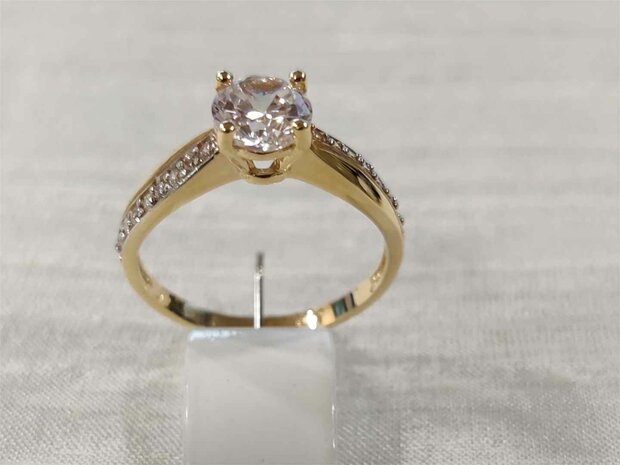 RING ZIRCONIA - 18kt Geelgoud | COLLECTION VANSCHOENWINKEL