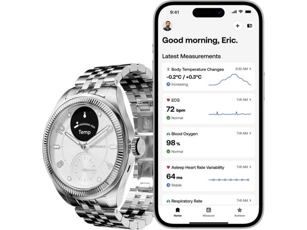 WITHINGS HYBRID SMARTWATCH - WITHINGS SMARTWATCH | Edelstaal massief