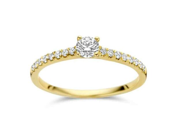 Ring Solitaire briljant - 18kt Geelgoud | COLLECTION VANSCHOENWINKEL