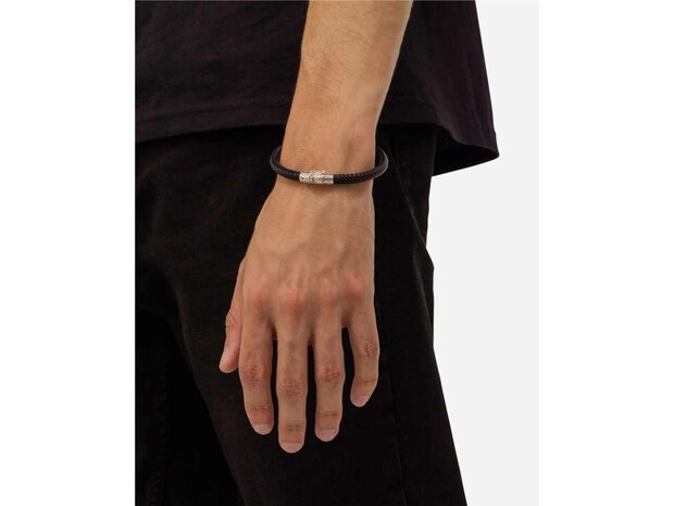 ARMBAND - ZILVER + LEER/STOF BTB | BUDDHA TO BUDDHA