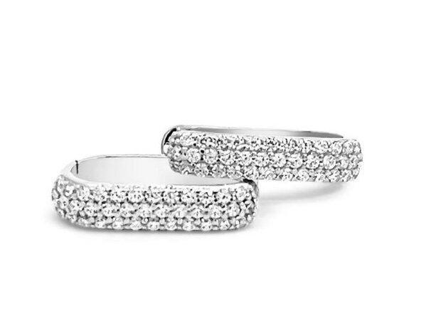 OORBELLEN CREOLEN ZIRCONIA - 18kt Witgoud | COLLECTION VANSCHOENWINKEL