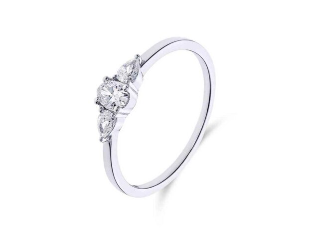 Ring Solitaire briljant - 18kt Witgoud | COLLECTION VANSCHOENWINKEL