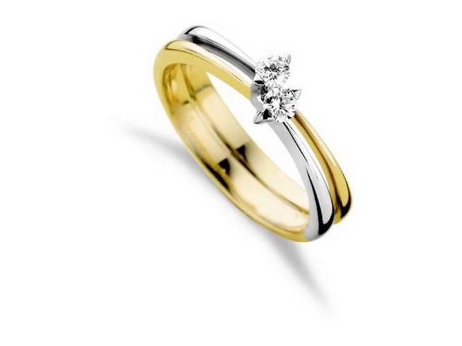 Ring Solitaire briljant - 18kt Bicolor | COLLECTION VANSCHOENWINKEL