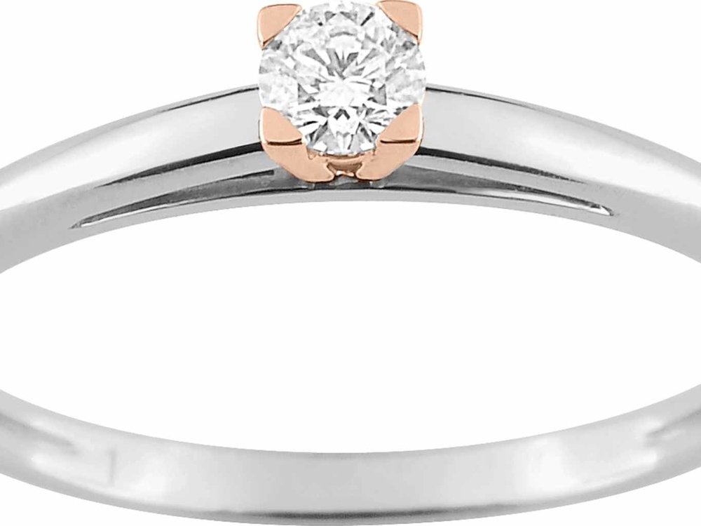 Ring Solitaire briljant - 18kt Bicolor | COLLECTION VANSCHOENWINKEL