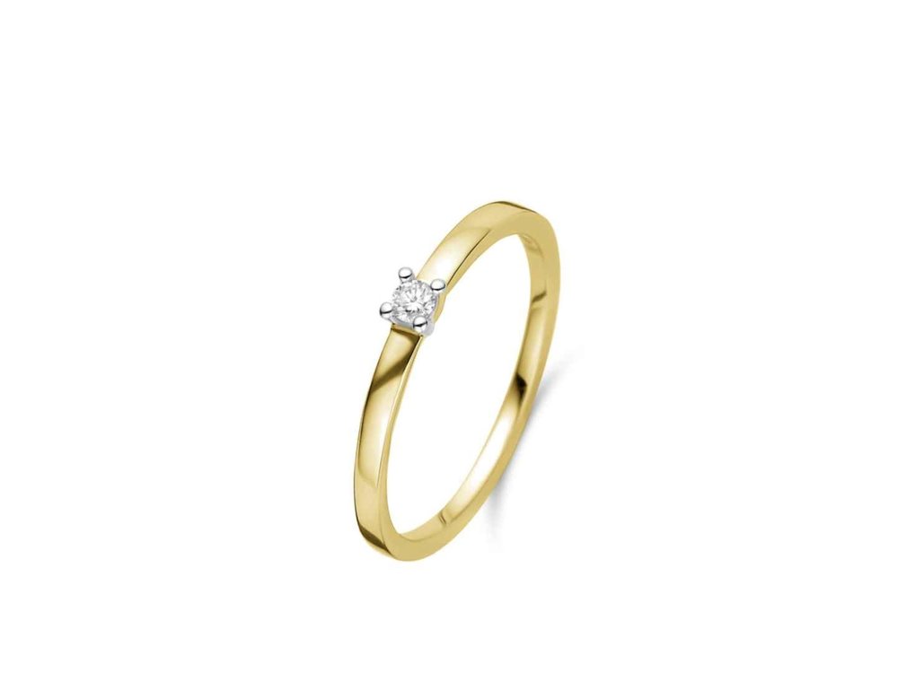Ring Solitaire briljant - 18kt Geelgoud | COLLECTION VANSCHOENWINKEL