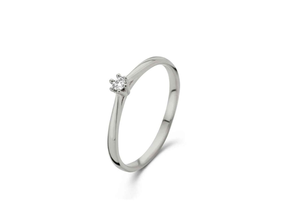 Ring Solitaire briljant - 18kt Witgoud | COLLECTION VANSCHOENWINKEL