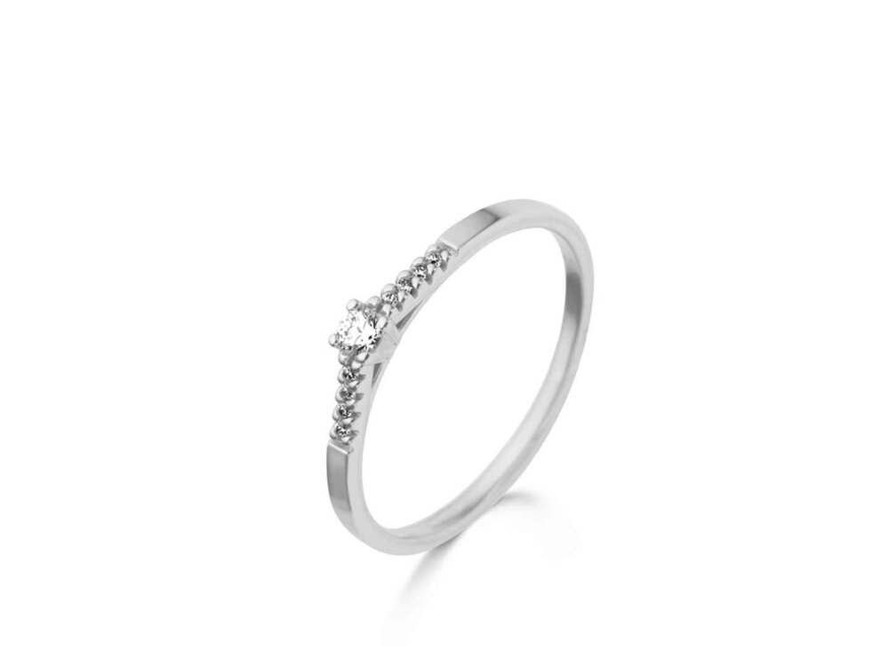 Ring Solitaire briljant - 18kt Witgoud | COLLECTION VANSCHOENWINKEL