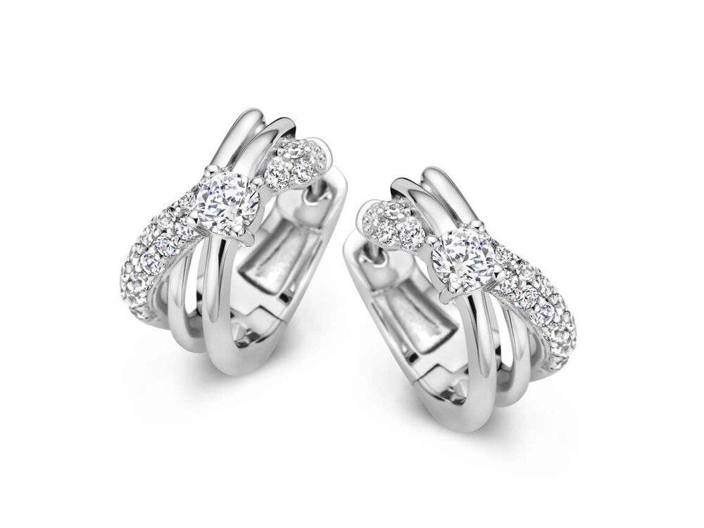 OORBELLEN CREOLEN ZIRCONIA - Naiomy (AG) Zilver