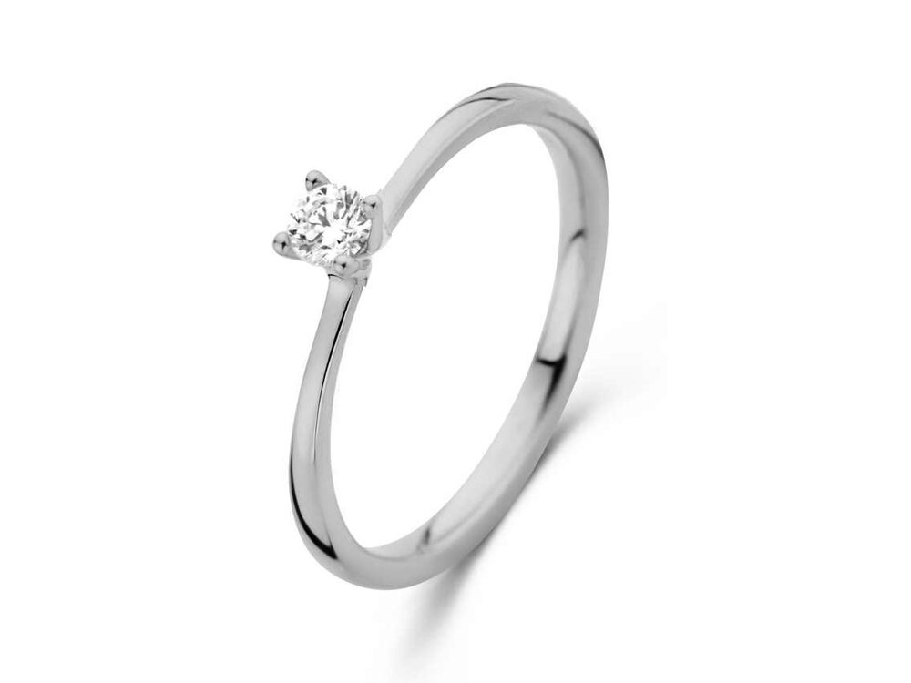 Ring Solitaire briljant - 18kt Witgoud | COLLECTION VANSCHOENWINKEL