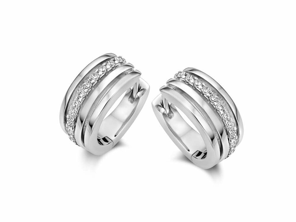 OORBELLEN CREOLEN ZIRCONIA - Naiomy (AG) Zilver