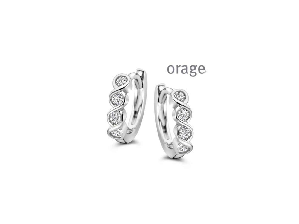 OORBELLEN CREOLEN ZIRCONIA - Orage Silver Jewellery | (Ag) Orage Zilver