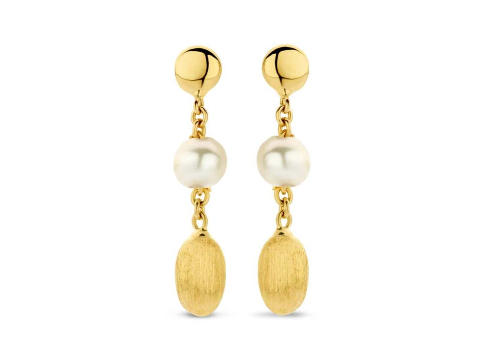 Oorbellen afhangers parels - 18kt Geelgoud | FEMME ADOREE 18K