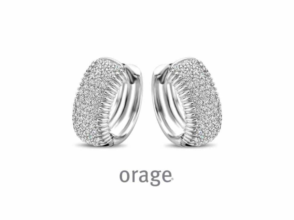 OORBELLEN CREOLEN ZIRCONIA - Orage Silver Jewellery | (Ag) Orage Zilver