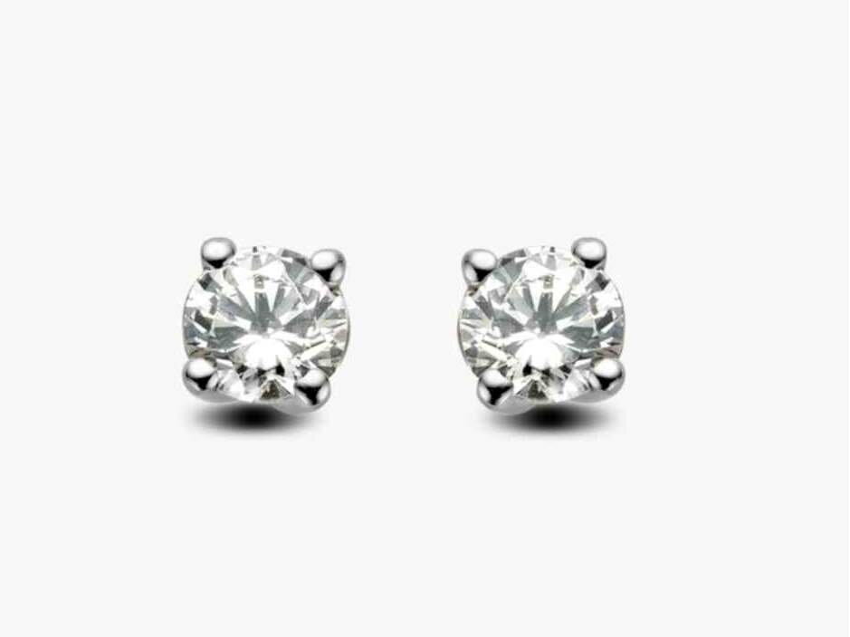 Lab Grown solitair Oorbel - 18kt Witgoud | Lab Grown Collection VS