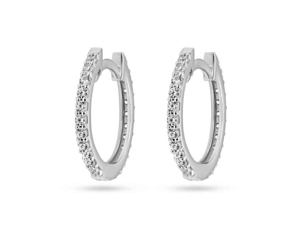 OORBELLEN CREOLEN ZIRCONIA - 18kt Witgoud | COLLECTION VANSCHOENWINKEL