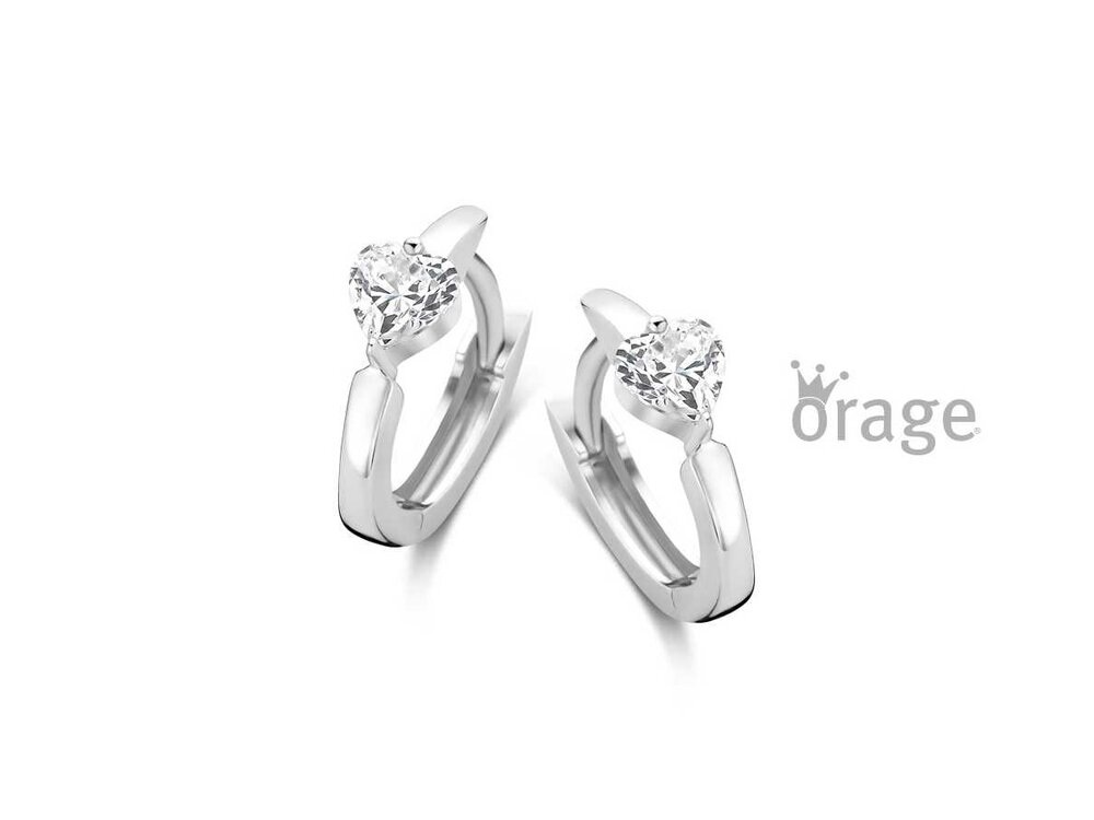 OORBELLEN CREOLEN ZIRCONIA - Orage Kids Silver | (Ag) Orage Zilver