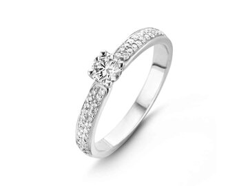 Ring Solitaire briljant - 18kt Witgoud | COLLECTION VANSCHOENWINKEL