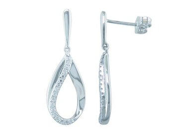 Oorbel afhanger briljant - 18kt Witgoud | J & A Collection 1970