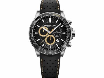 Heren uurwerk Chrono Leer - Edelstaal+Leer | Raymond Weil