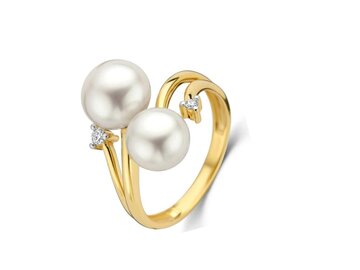 Ring parel-briljant - 18kt Geelgoud | COLLECTION VANSCHOENWINKEL