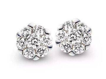 Oorbel entourage briljant - 18kt Witgoud | COLLECTION VANSCHOENWINKEL